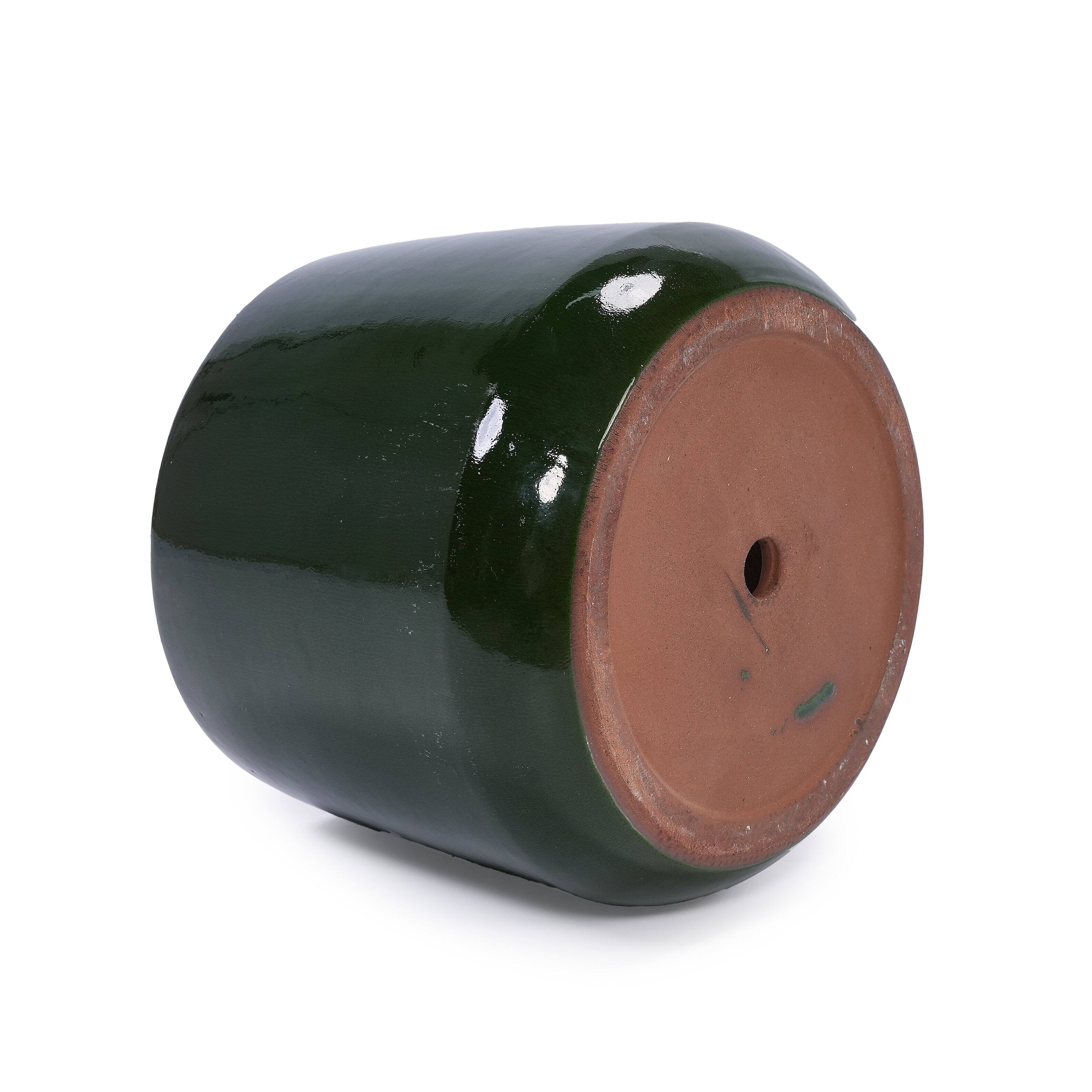 Alt View 8. Loheer - Ceramic Planter Set Loheer Handmade Glazed Plant Pots Set of 4 Deep Green Clay Pots with Drainage for Indoor Outdoor.