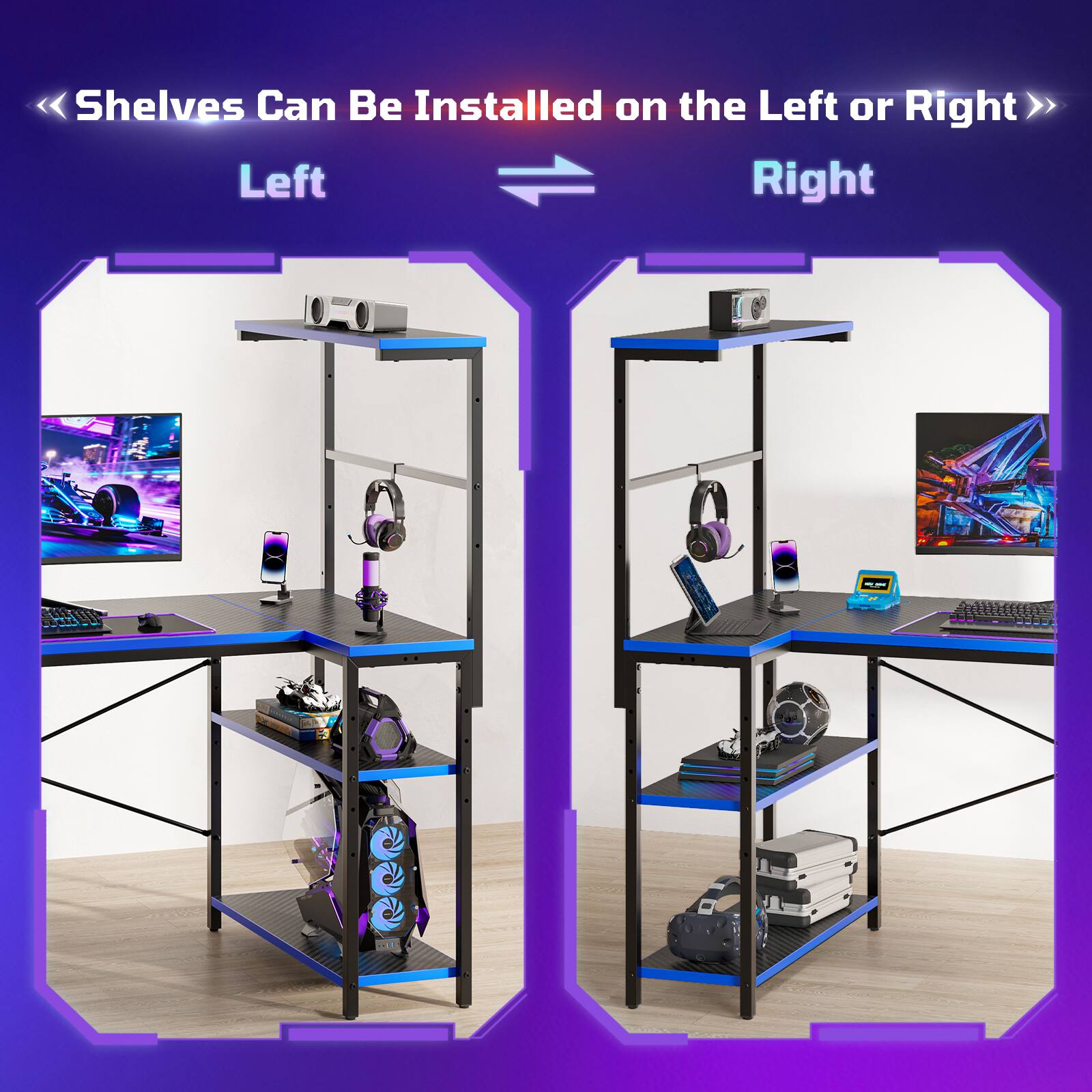 Shelves Can Be Installed on the Left or Right