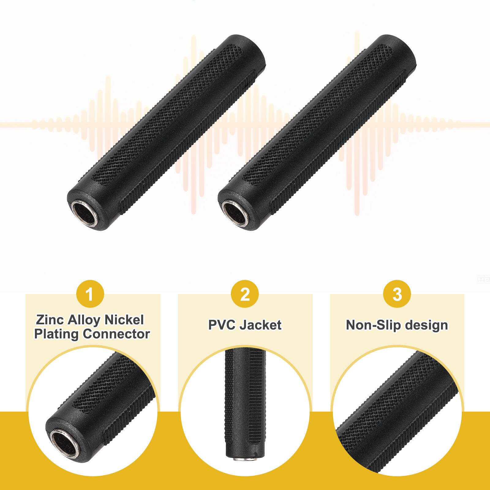 1. Zinc Alloy Nickel Plating Connector  
2. PVC Jacket  
3. Non-Slip design