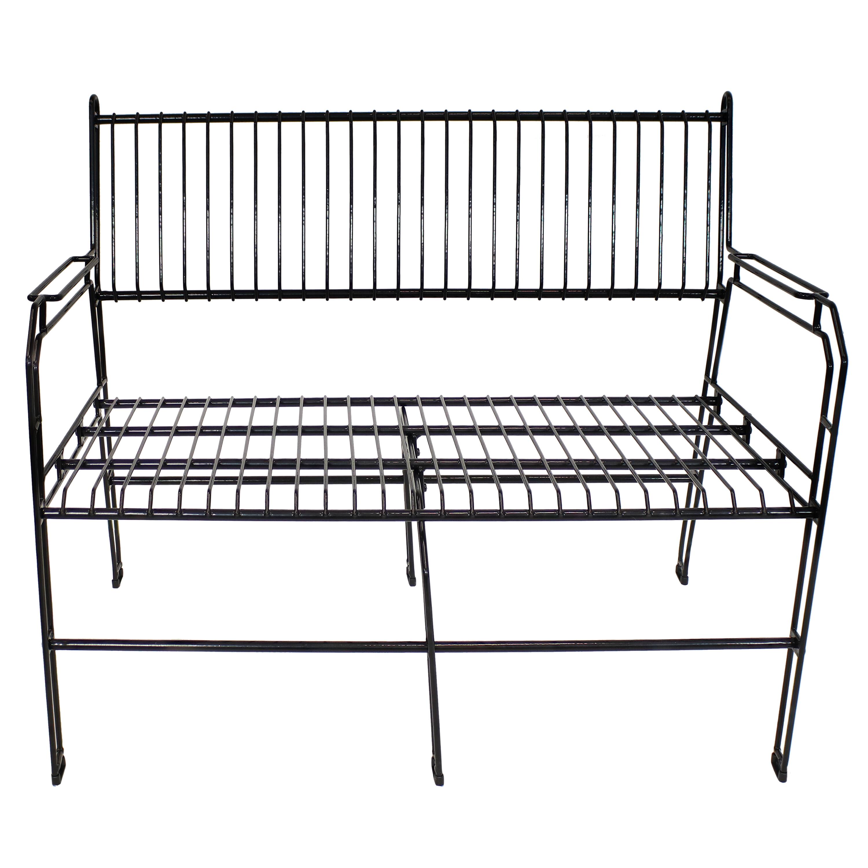 Alt View 7. Sunnydaze - 2-Person Steel Wire Indoor and Outdoor Patio Bench - Black.