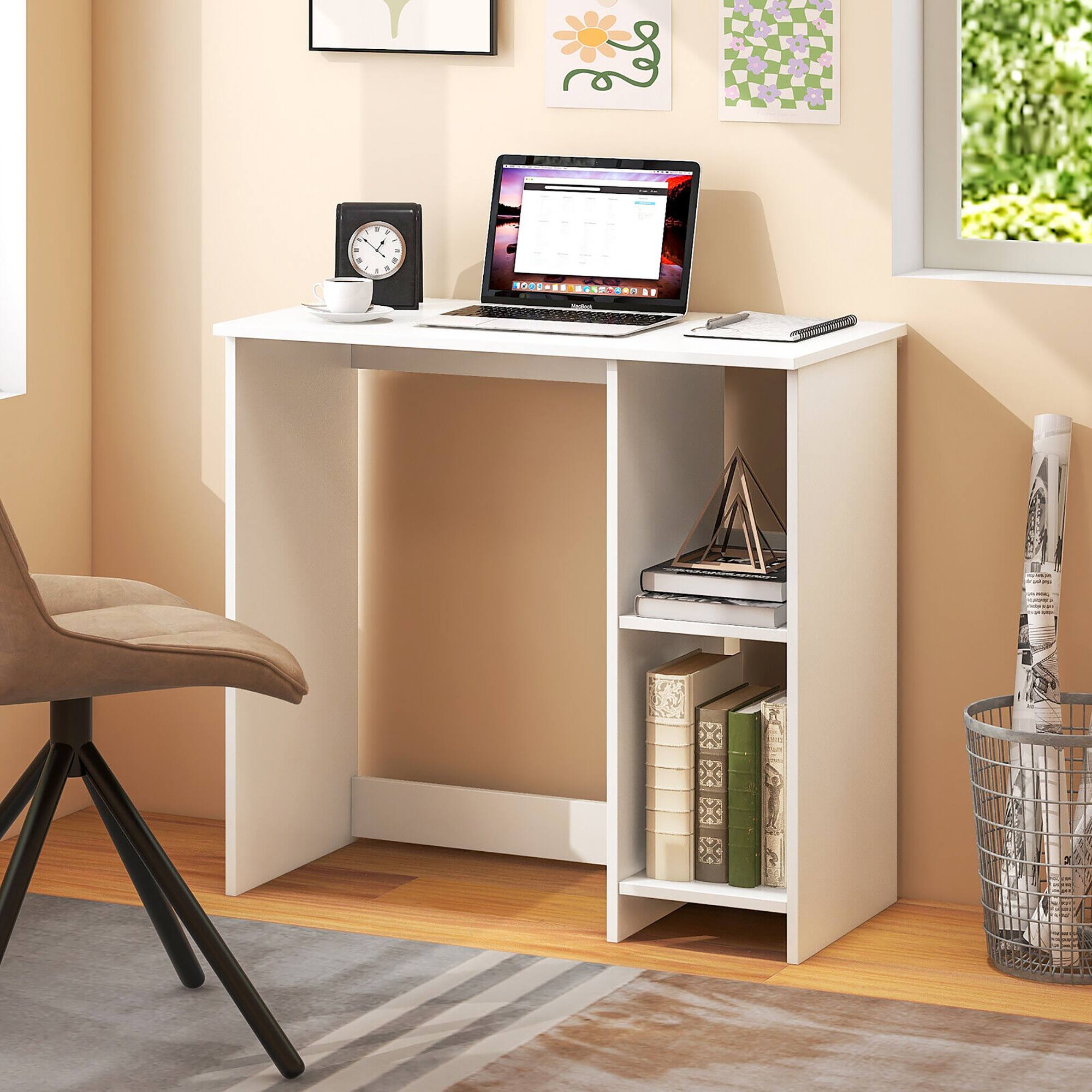 Alt View 1. Gymax - Gymax 31.5'' Small Computer Desk Home Office Study Writing Desk with 2 Compartments - White.