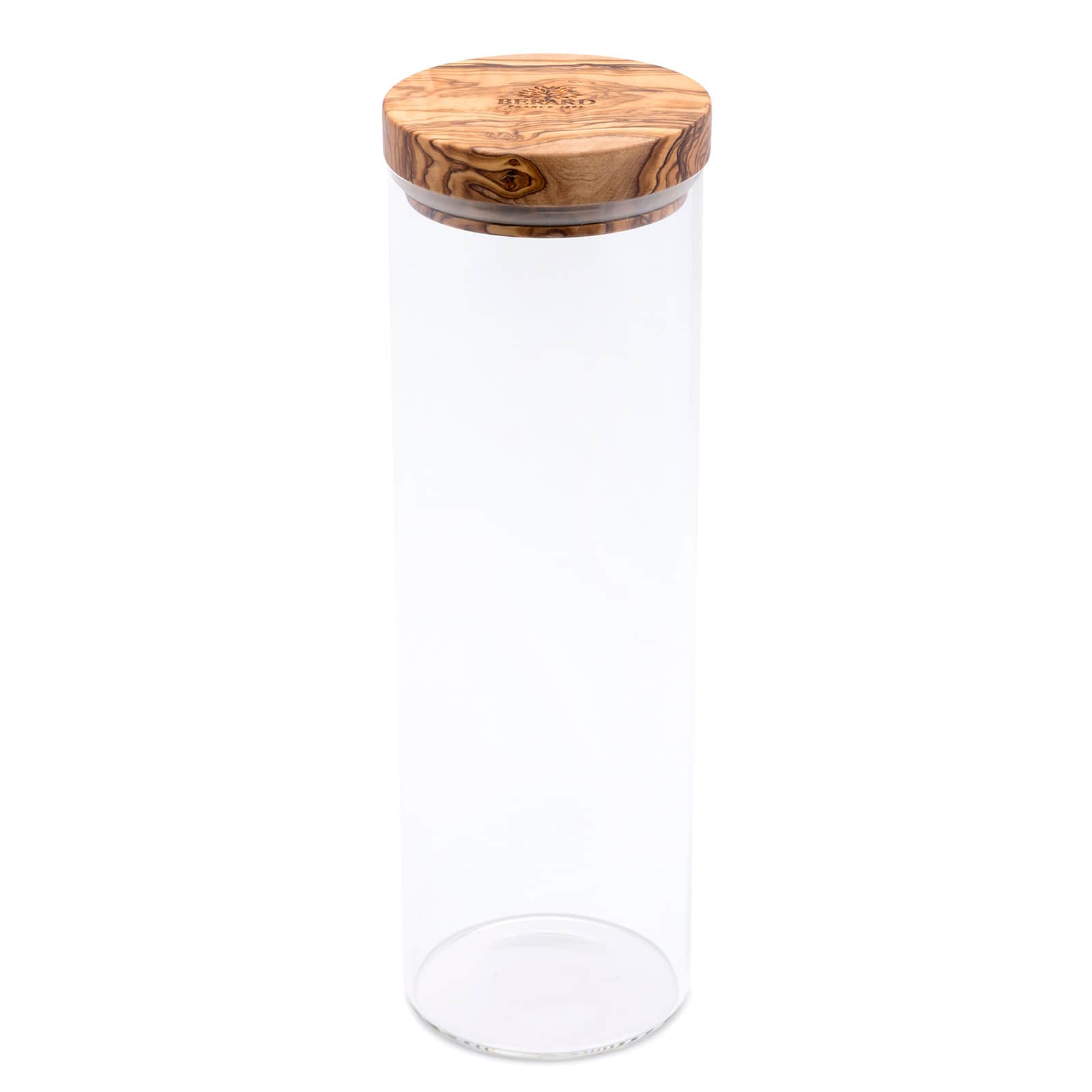 Berard - Glass Storage Jar With Olive Wood Lid, 50-ounce - Brown
