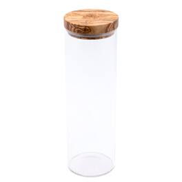 Berard - Glass Storage Jar With Olive Wood Lid, 50-ounce - Brown