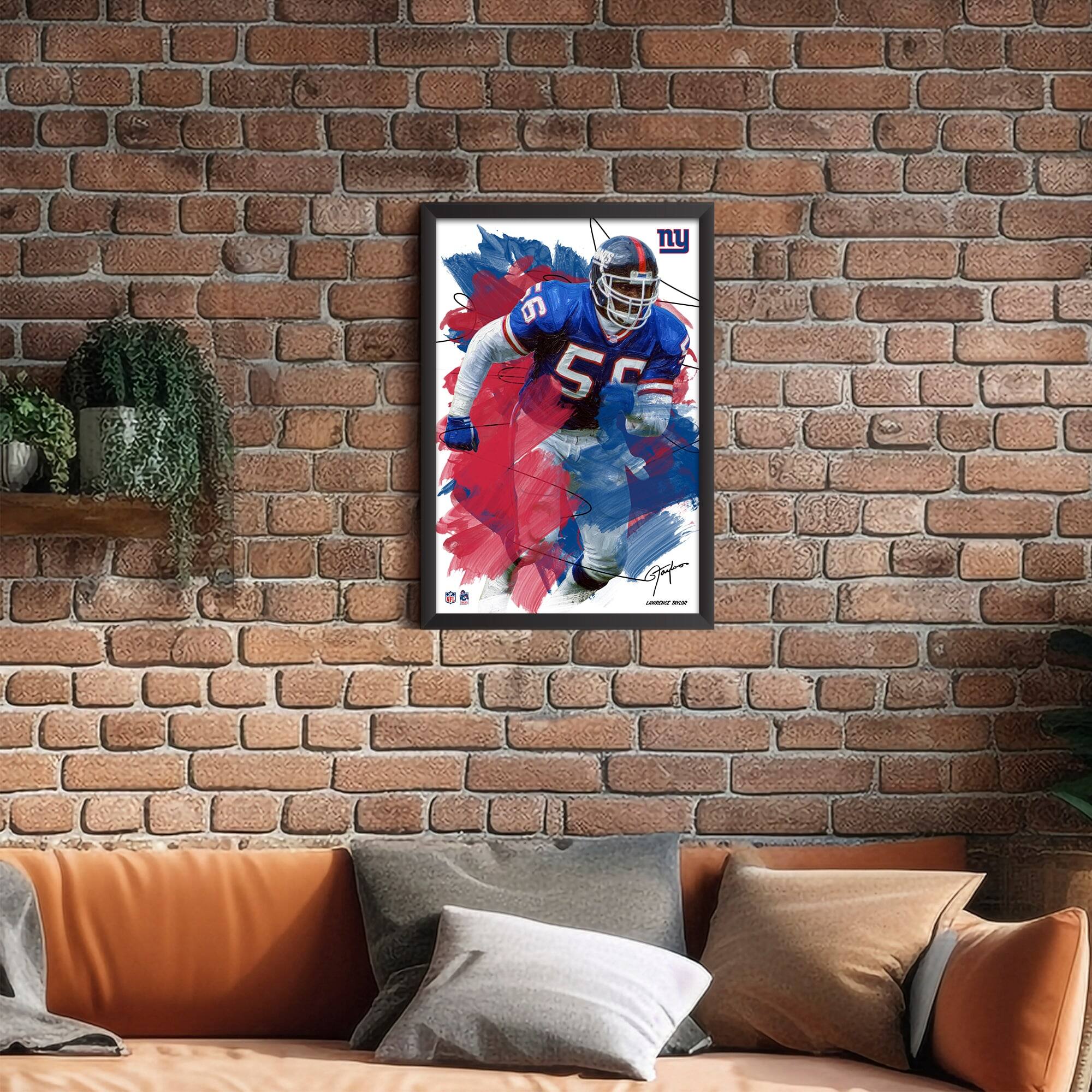 Alt View 1. Sporticulture - Lawrence Taylor New York Giants 14" x 20" Brush Stroke Player Framed Art Print - Multicolor.