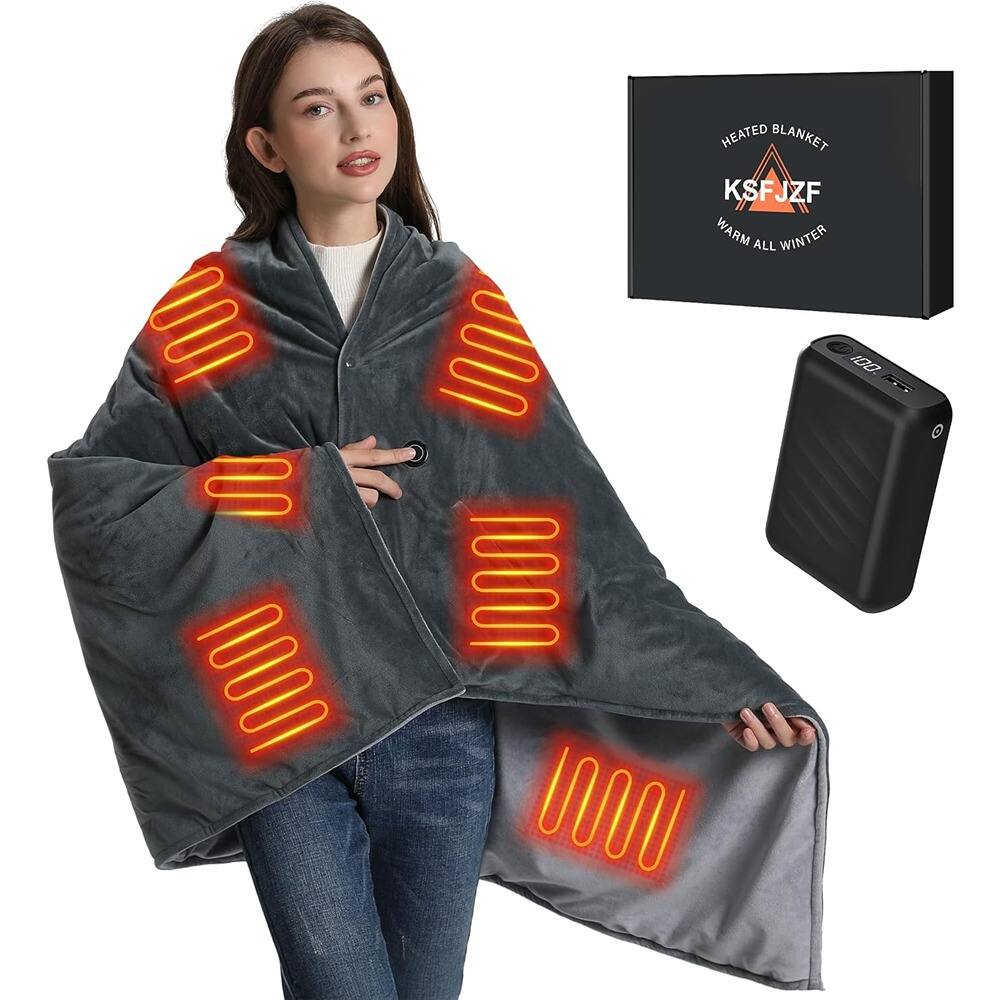 MOSZAR LLC - Cordless Heated Blanket – Soft Electric Throw, 3 Heat Settings - Gray