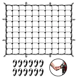 Mockins - 39 in. x 36 in. Black Bungee Cord Cargo Net (Stretches to 80 in. x 75 in.)