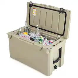 Costway - 50 QT Rotomolded Cooler Portable Ice Chest Ice Retention for 5-7 Days - Tan