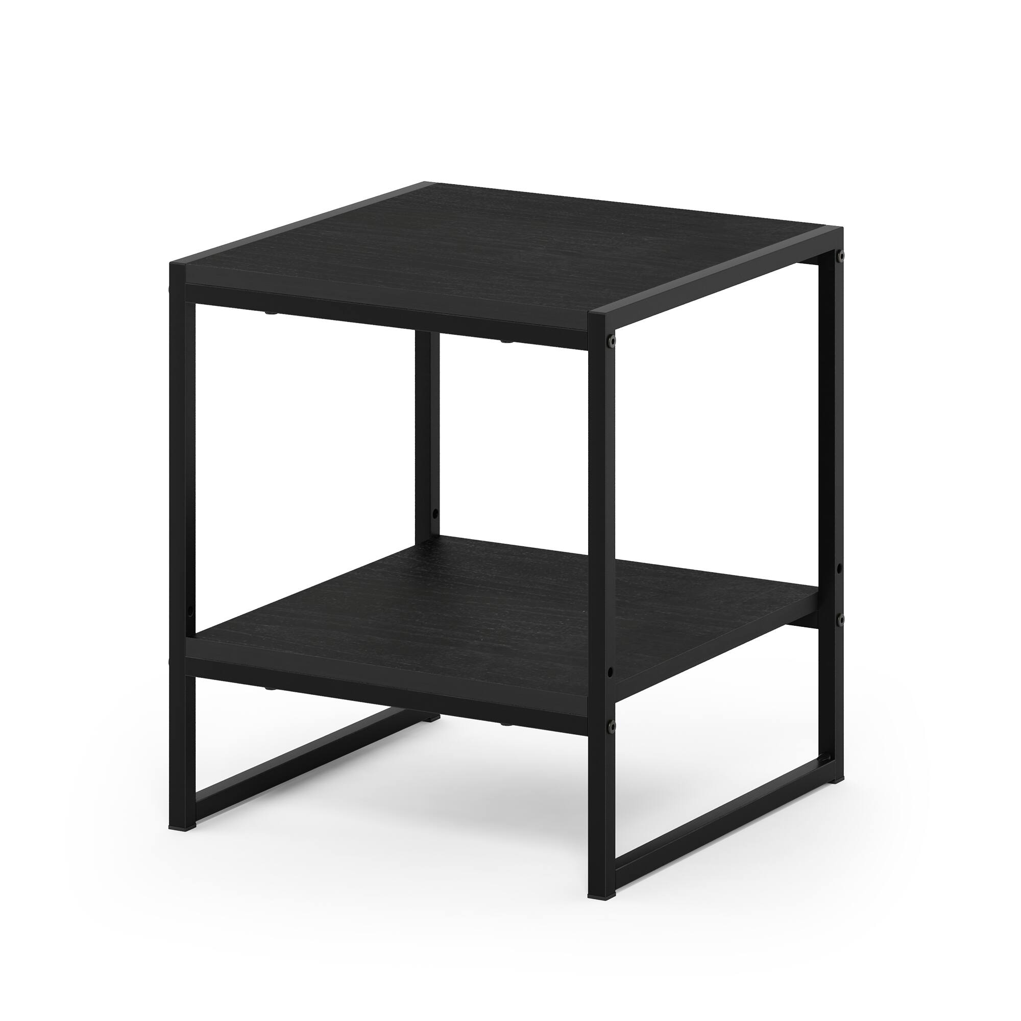 Alt View 4. Furinno - CAMNUS Night Stand, 2-Tier Metal Frame Nightstand with Open Shelf, Easy Assembly Side Table, End Table, Bedside Table - Americano.