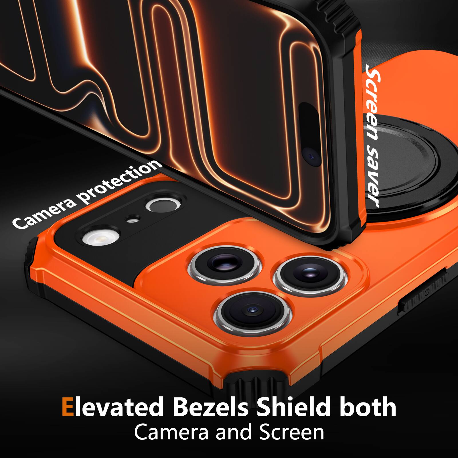 A Camera protection Screen saver Elevated Bezels Shield both Camera and Screen