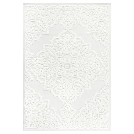 Front. HTUTWOO - 2'x3' Area Rug - Cream Indoor Carpet, Modern Geometric Pattern, Non Shedding, for Bedroom, Kitchen, Living Room,Doormat - Cream.