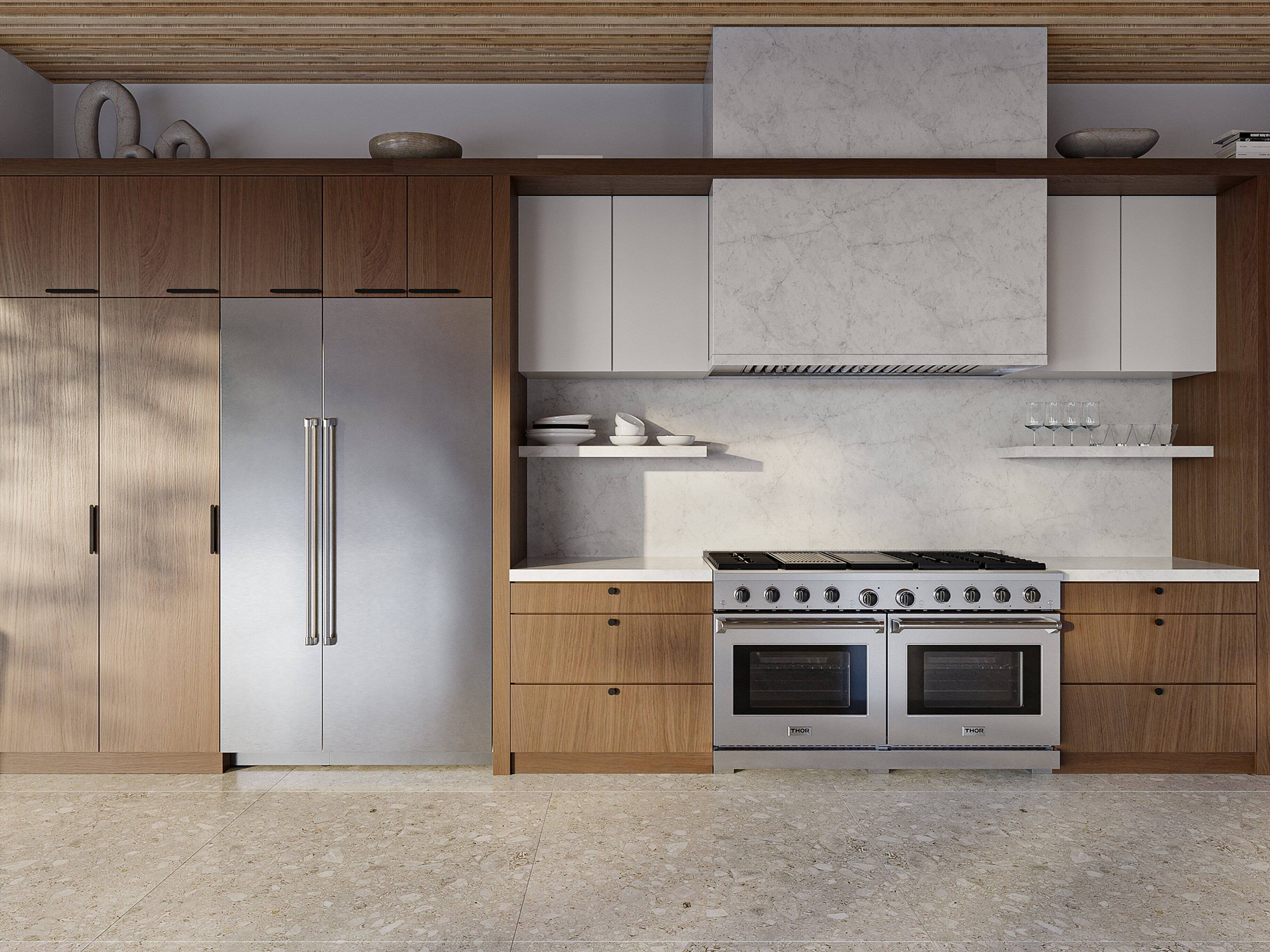 Left. Thor Kitchen - 8.6-Cu. Ft. Upright Built In Column Freezer with Stainless Steel Panels - Stainless steel.