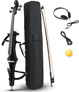 Winado - Foldable Electric Cello 4/4 Full Size Silent Cello with Portable Bag, Stereo Headphones, Premium Cable & Rosin - Black