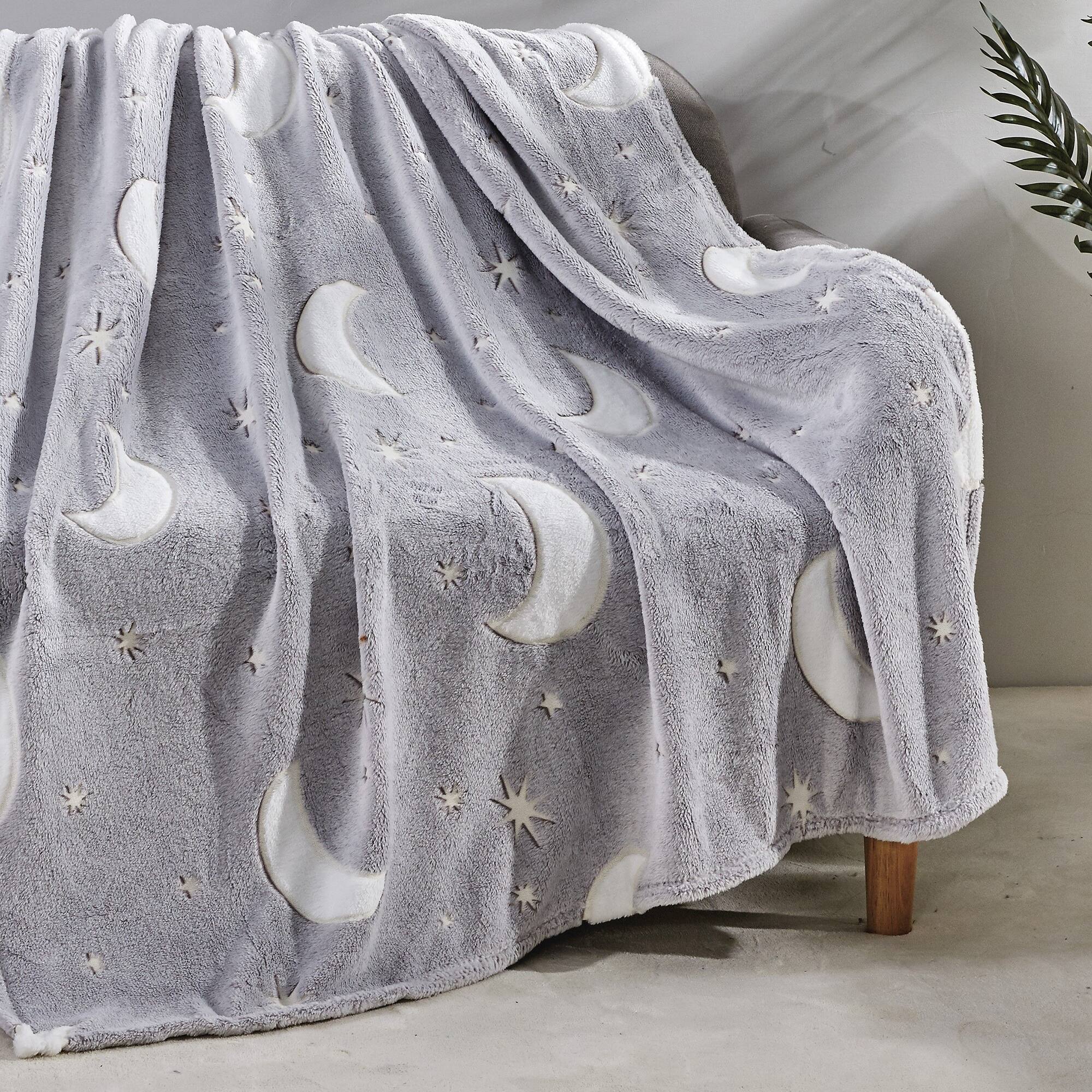 Alt View 3. Noble House - Star Moon Micro Plush All Season Throw Blanket 50" X 60" Gray by Plazatex - Multicolor.