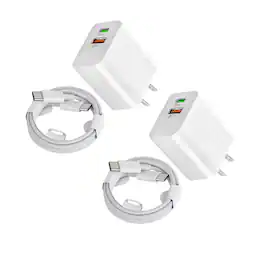 Qixxronics - 2PCS USB-C Fast Charger 35W with 3FT USB C to C Cable for AirPods 4, AirPods Max 2, AirPods Pro 2nd Gen, iPhone 17/16/15 - White