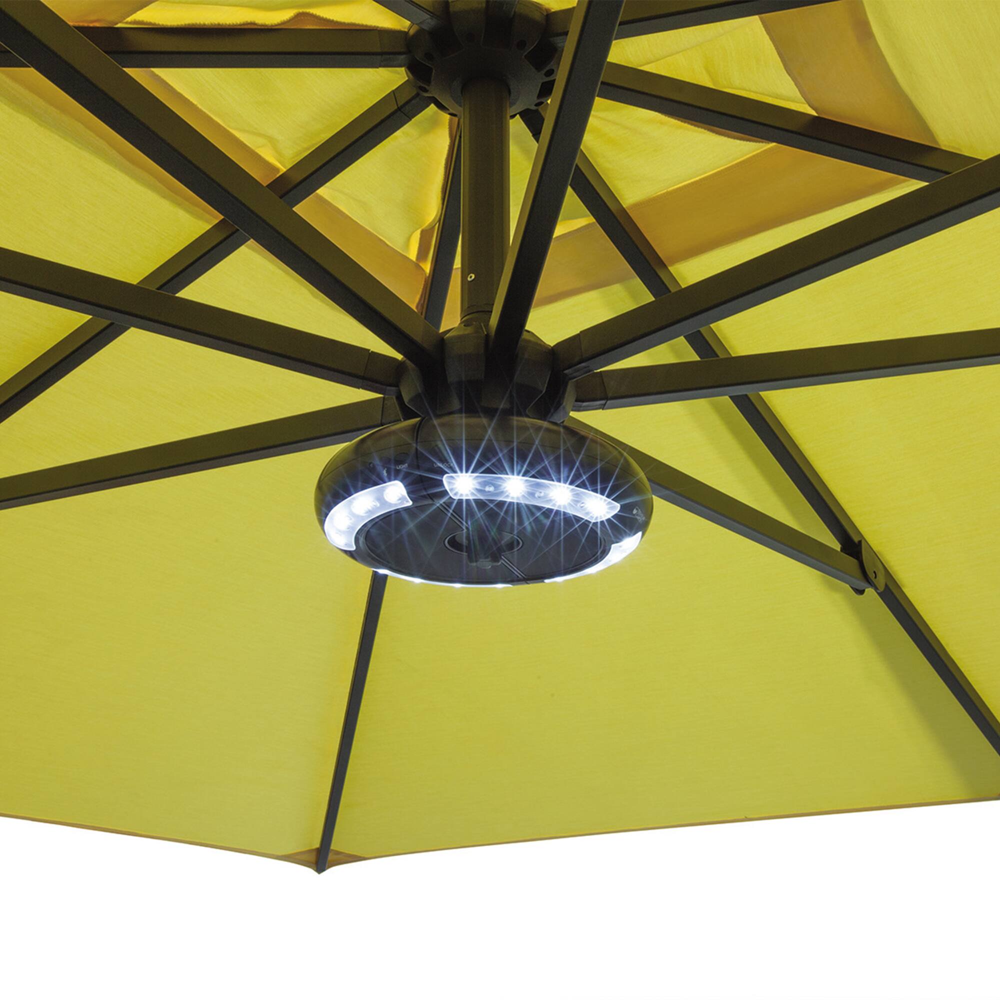 Left. Mondawe - 9.76" Round Umbrella Light with Bluetooth Speaker 16 LED Lights - Bronze.