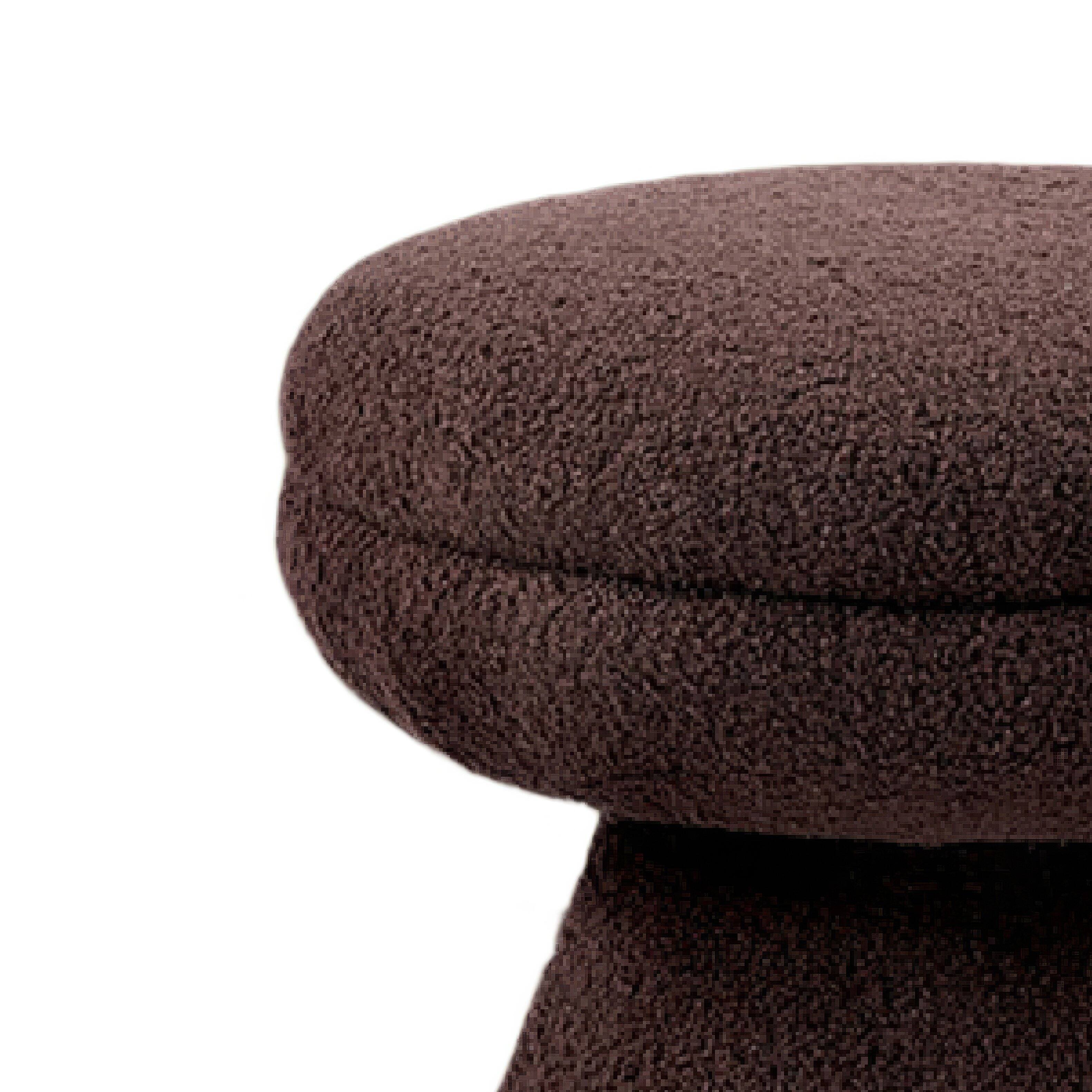 Back. Manhattan Lane - Xyna Mushroom-shaped Ottoman Stool with Pedestal Base,  Fabric - Brown.