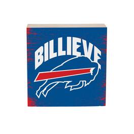 Evergreen Enterprises - Buffalo Bills 6" Square Fan Chant Wood Block Shelf Sign - Multicolor