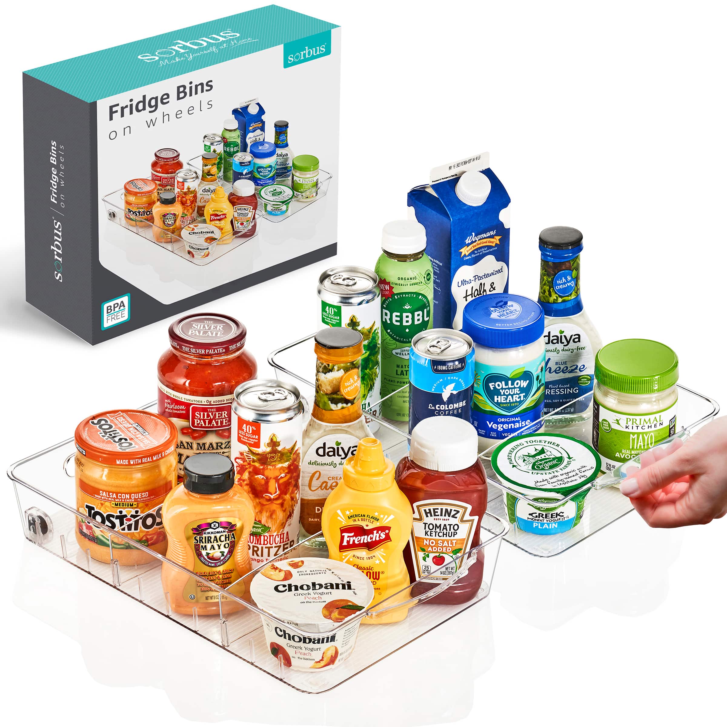 Sorbus - Fridge Organizer on Wheels - Rolling Fridge Organizers and Storage Design with Dividers & Handles - Clear price history on PriceWatchPro