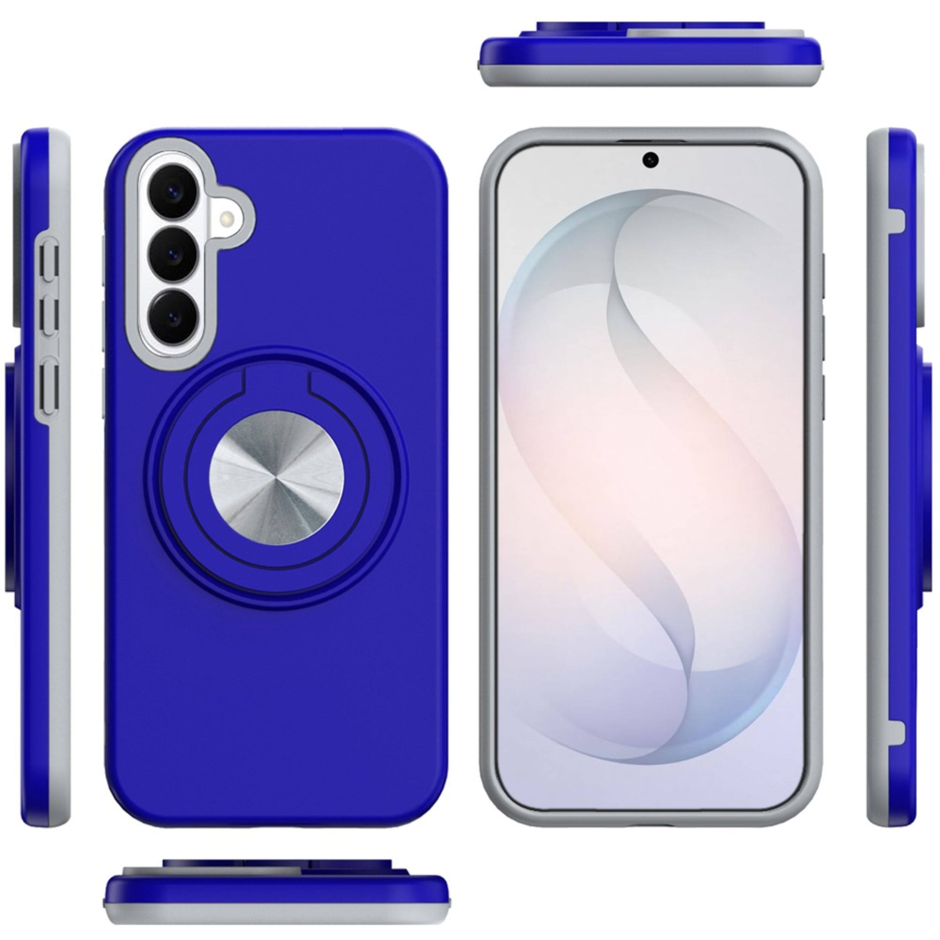 Angle. Kitcheniva - Solid Rugged Shockproof With 360 Stand Plus Tempered Glass For Samsung S26 FE Blue - Blue.