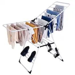Costway - Laundry Clothes Storage Drying Rack Portable Folding Dryer Hanger Heavy Duty - White