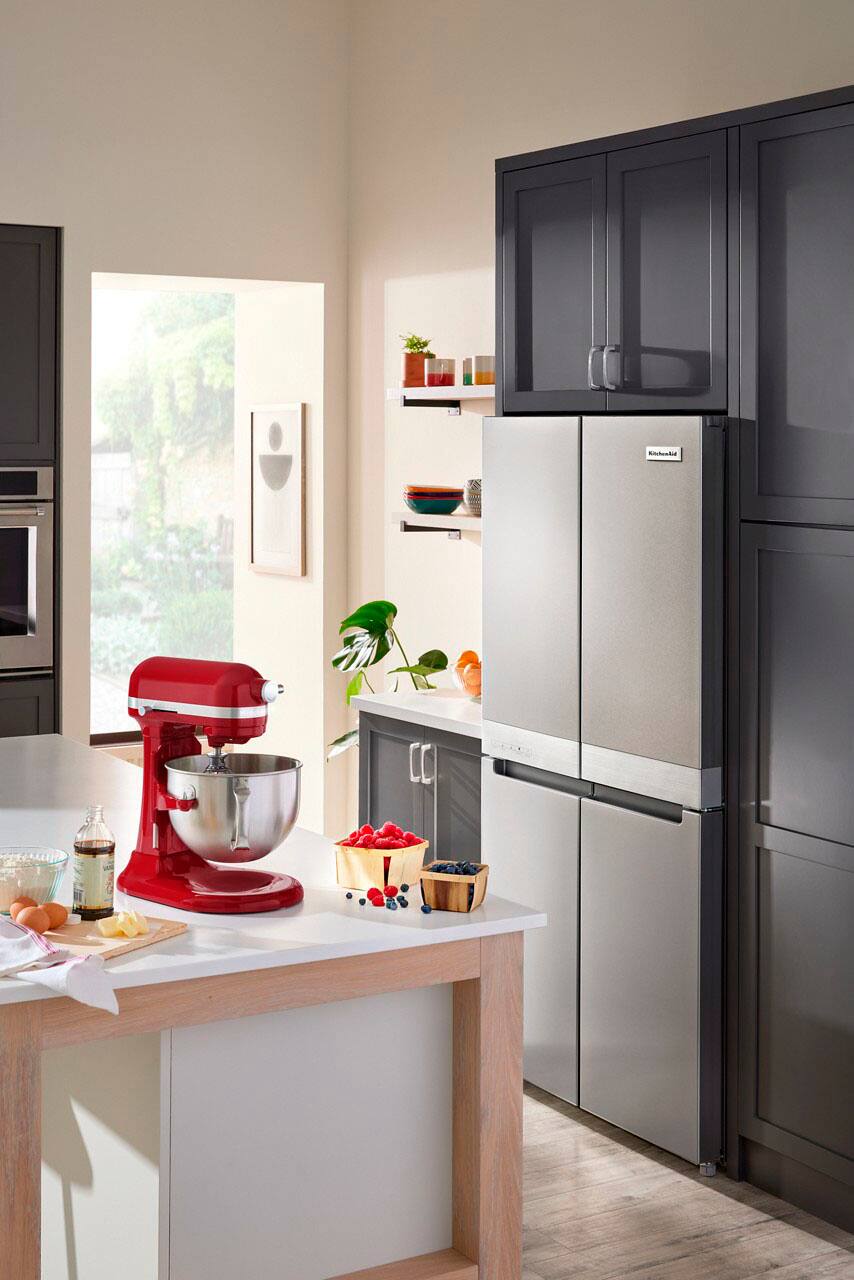 Alt View 26. KitchenAid - 19.4 Cu. Ft. Bottom-Freezer 4-Door French Door Refrigerator - Stainless Steel.