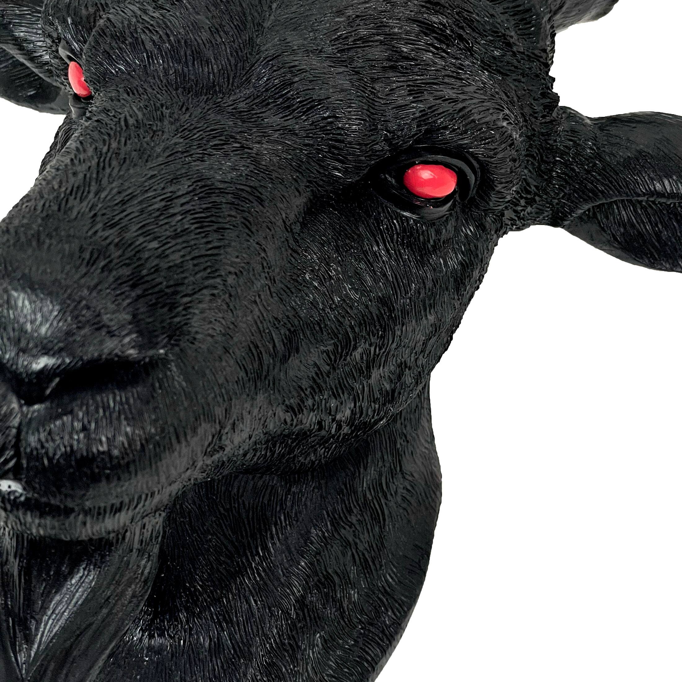 Alt View 2. World of Wonders - Black Baphomet Lucifer Supernatural Goat Head Sabbath Occult Wall Hanging Decor - Black.