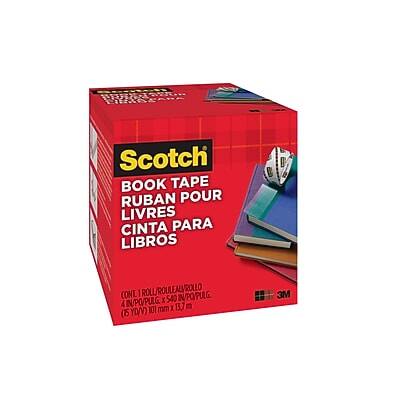 Scotch  
BOOK TAPE  
RUBAN POUR LIVRES  
CINTA PARA LIBROS  

CONT. 1 ROLL/ROULEAU/ROLLD  
4 IN/PO INCHES X 540 FT/165 M  
(101 mm X 165 m)  

3M