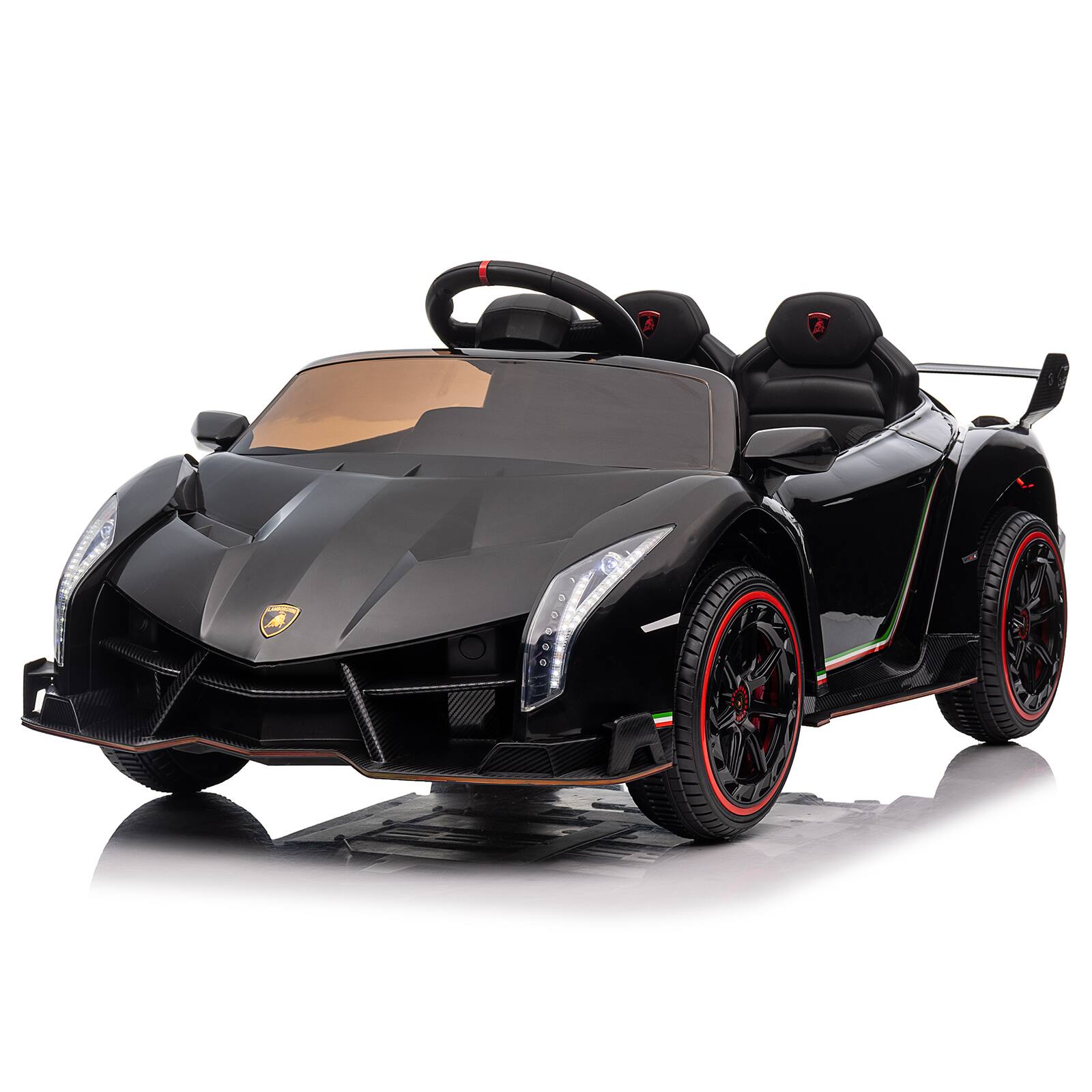 Angle. Winado - 12V Ride on Car, Electric Vehicle Licensed Lamborghini Veneno for Kids, Battery Powered Car Toy w/Parent Control, LED - Black.