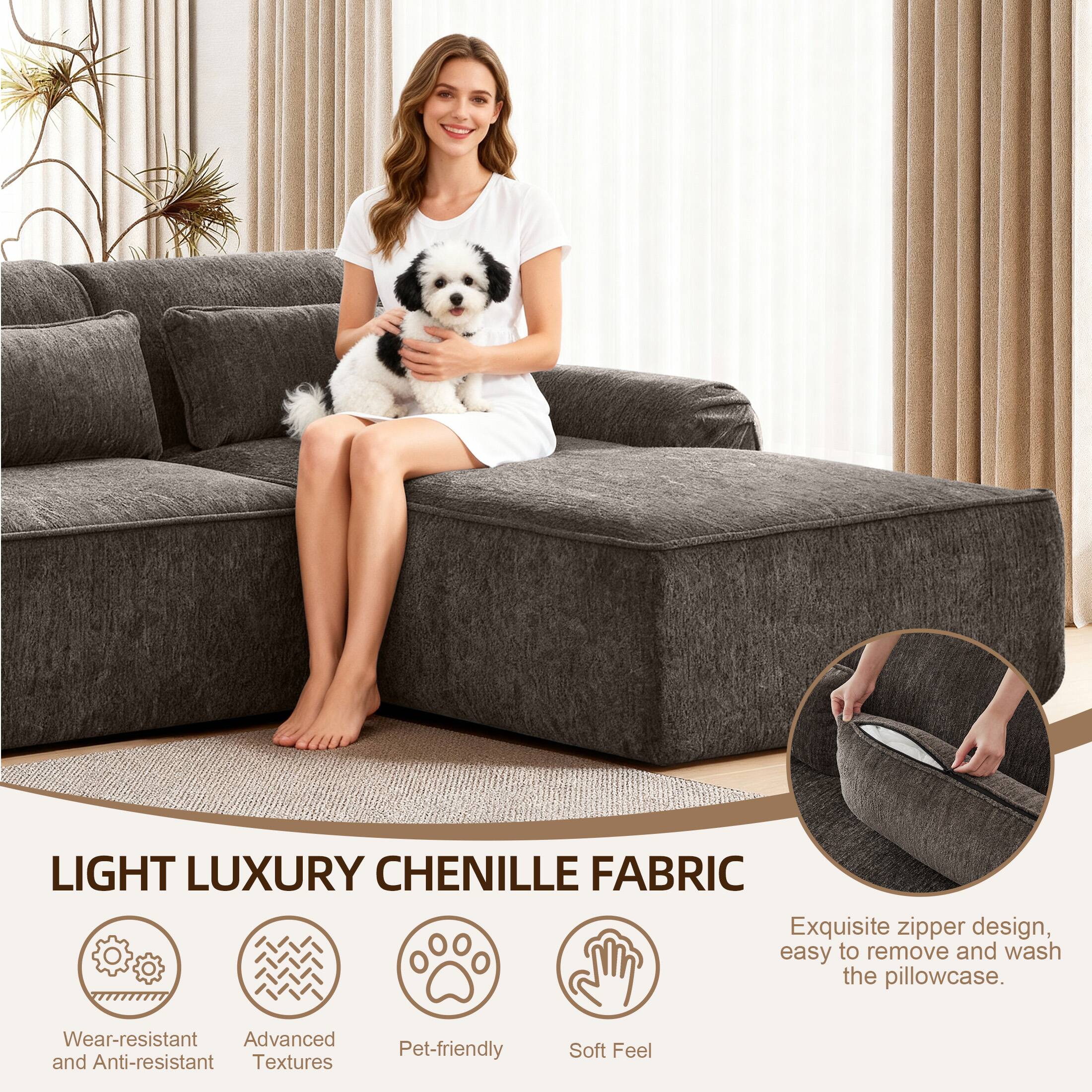 LIGHT LUXURY CHENILLE FABRIC

- Wear-resistant and Anti-resistant
- Advanced Textures
- Pet-friendly
- Soft Feel

Exquisite zipper design, easy to remove and wash the pillowcase.