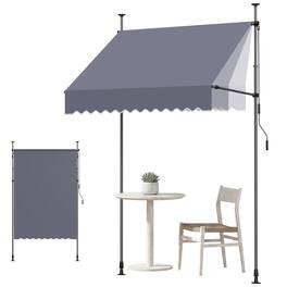 VEVOR - Manual Retractable Awning, 59" Outdoor Retractable Patio Awning Sunshade Shelter, Height Adjustable Patio Door Window - Dark Gray