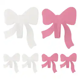 Unique Bargains - 6pcs Bow Decorative Metal Self-Adhesive Wall Hooks Heavy Duty for Bathroom Kitchen Home Office Hanging Keys Coats - Rose Gold/White