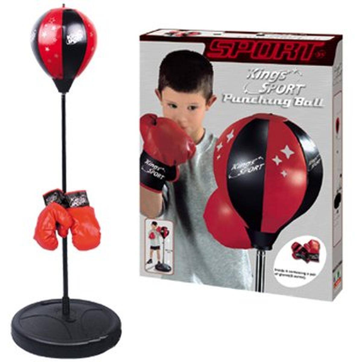 JuzToys - 43" Adjustable Boxing Bag Stand with Boxing Gloves for Kids, Freestanding Punching Bag Stand, Kids Boxing Set, /Black - Red