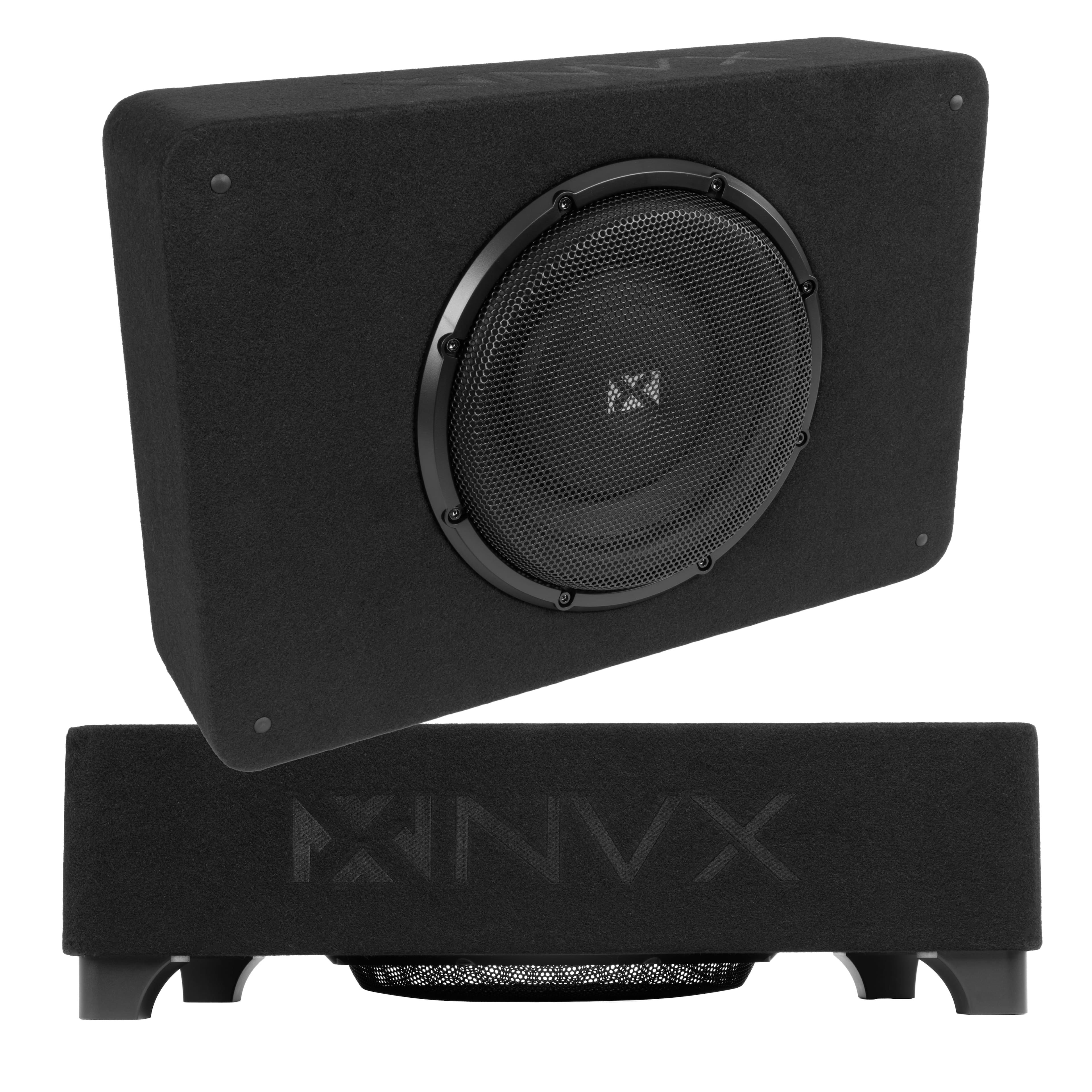 NVX - BXSQ110 1200W Peak (600W RMS) Sealed 2-Ohm Loaded Enclosure with Single 10in SQ-Series Shallow-Mount Subwoofer