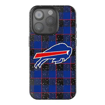 Front. Keyscaper - Buffalo Bills Plaid Bling iPhone Case - 16 Plus - Black.