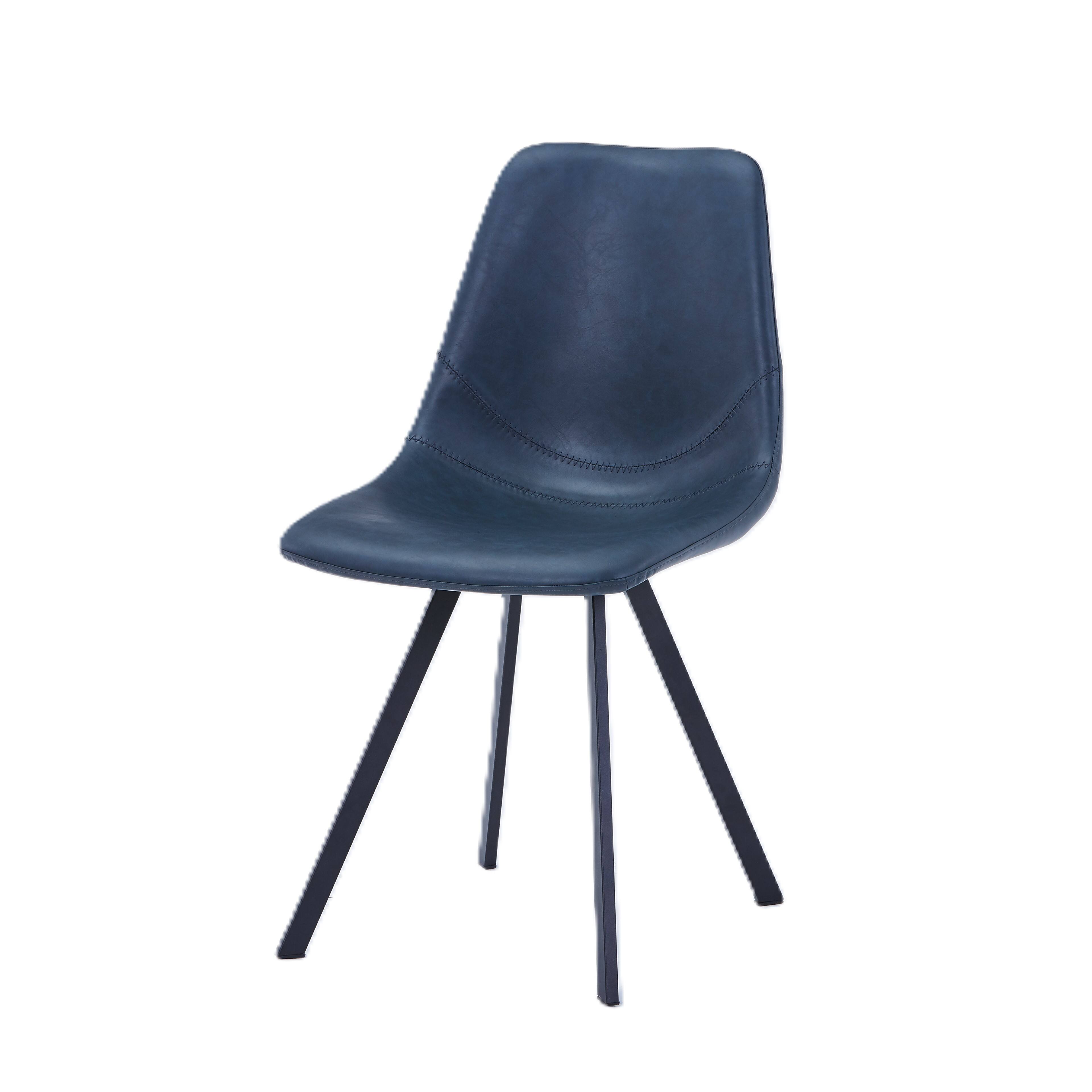Alt View 4. LeisureMod - Markley 4-PCS Mid-Century Modern Leather Upholstered Desk Chair for Kitchen, Dining & Office - Peacock Blue.