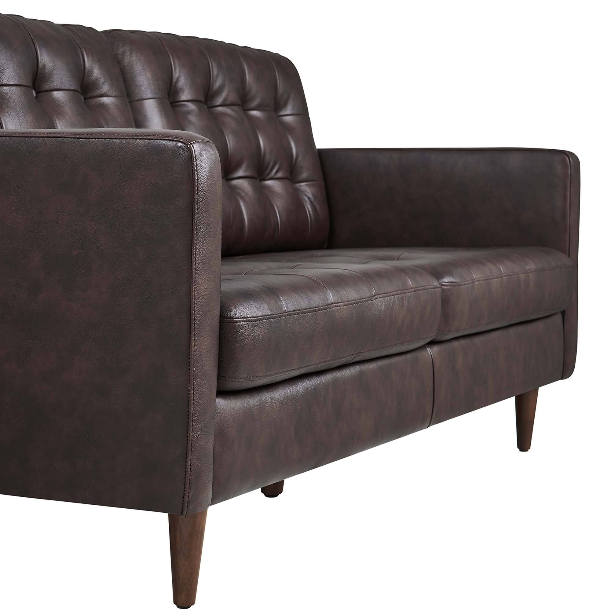 Alt View 4. Modway - Exalt Tufted Leather Sofa by Modway - Brown.