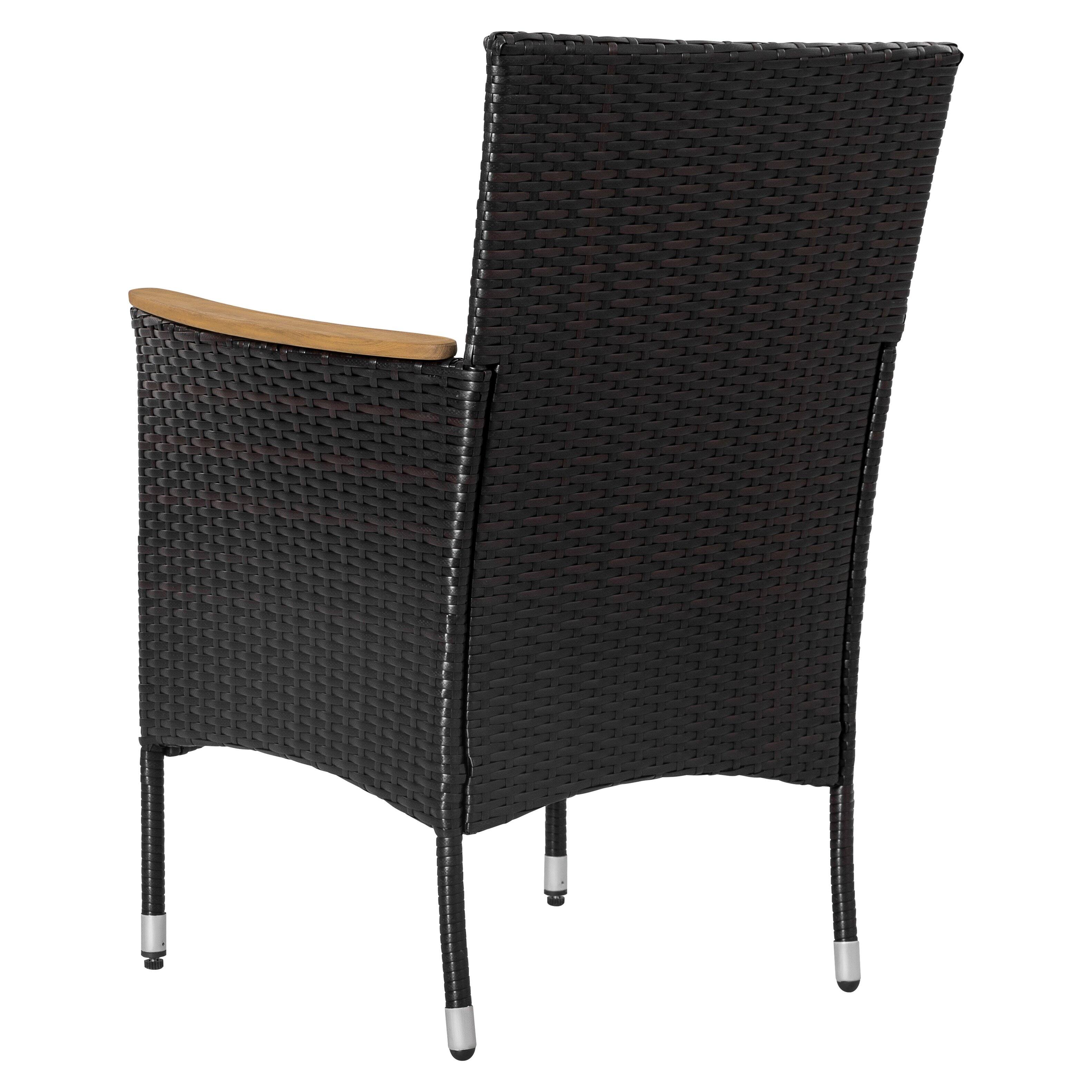 Alt View 9. Nuu Garden - 5-Piece Acacia Wood Wicker Patio Dining Set with Cushions - Black.