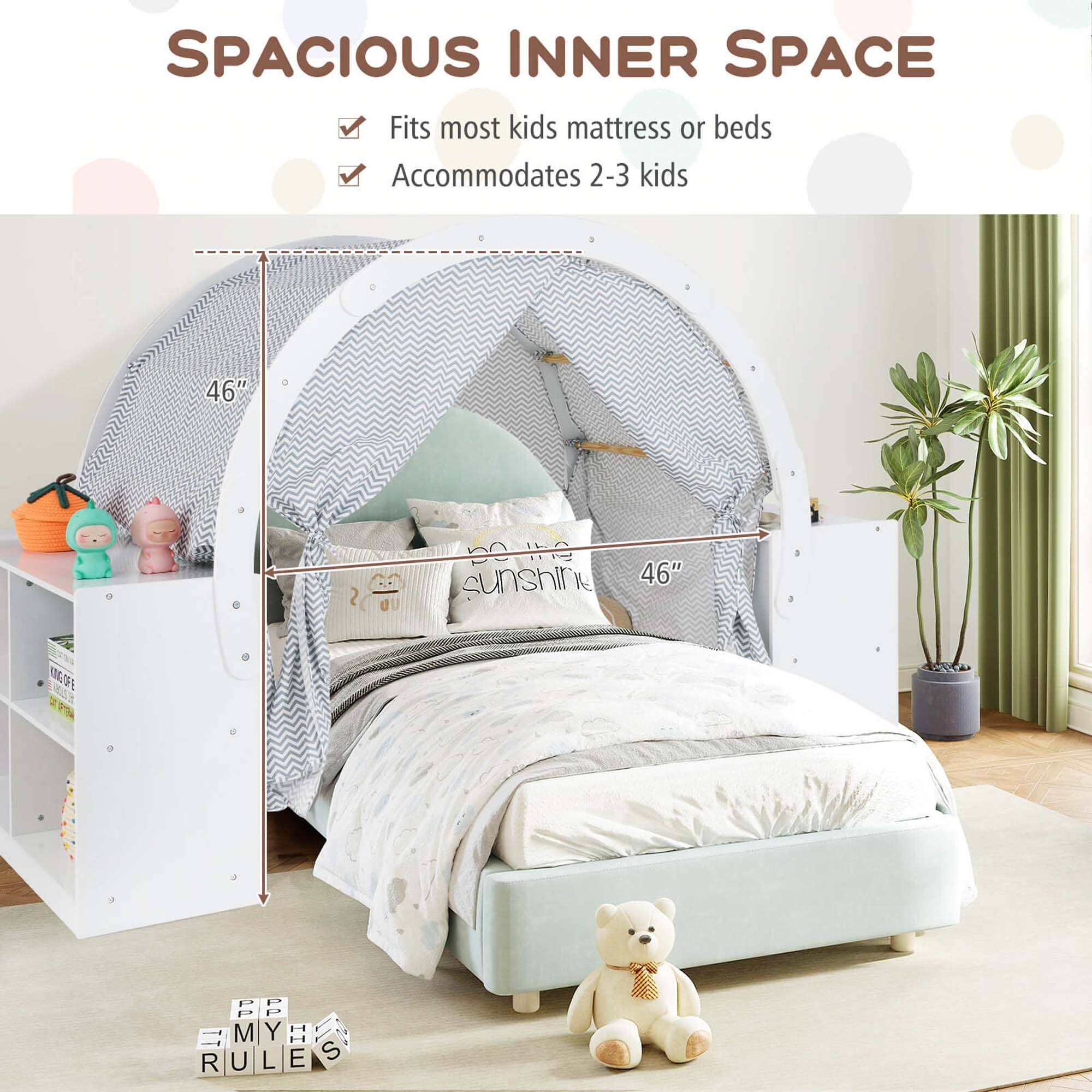 SPACIOUS INNER SPACE
Fits most kids mattress or beds
Accommodates 2-3 kids
46"
46"
MY RULES