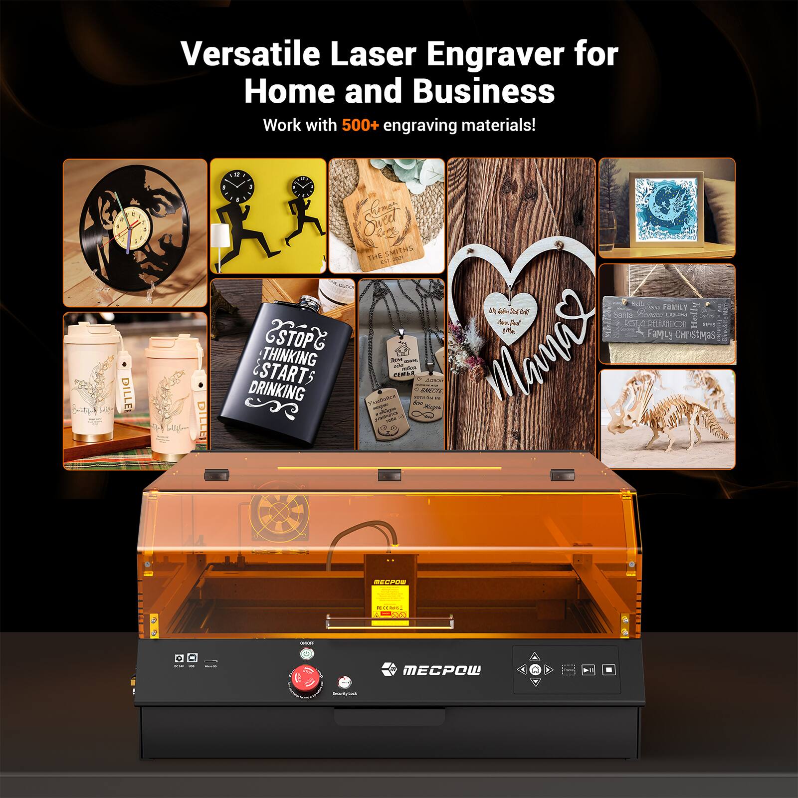 Versatile Laser Engraver for Home and Business  
Work with 500+ engraving materials!  

- STOP THINKING START DRINKING  
- Family Christmas  
- Merry Christmas  
- Family Christmas  
- Merry Christmas  
- Merry Christmas  
- Merry Christmas  
- Merry Christmas