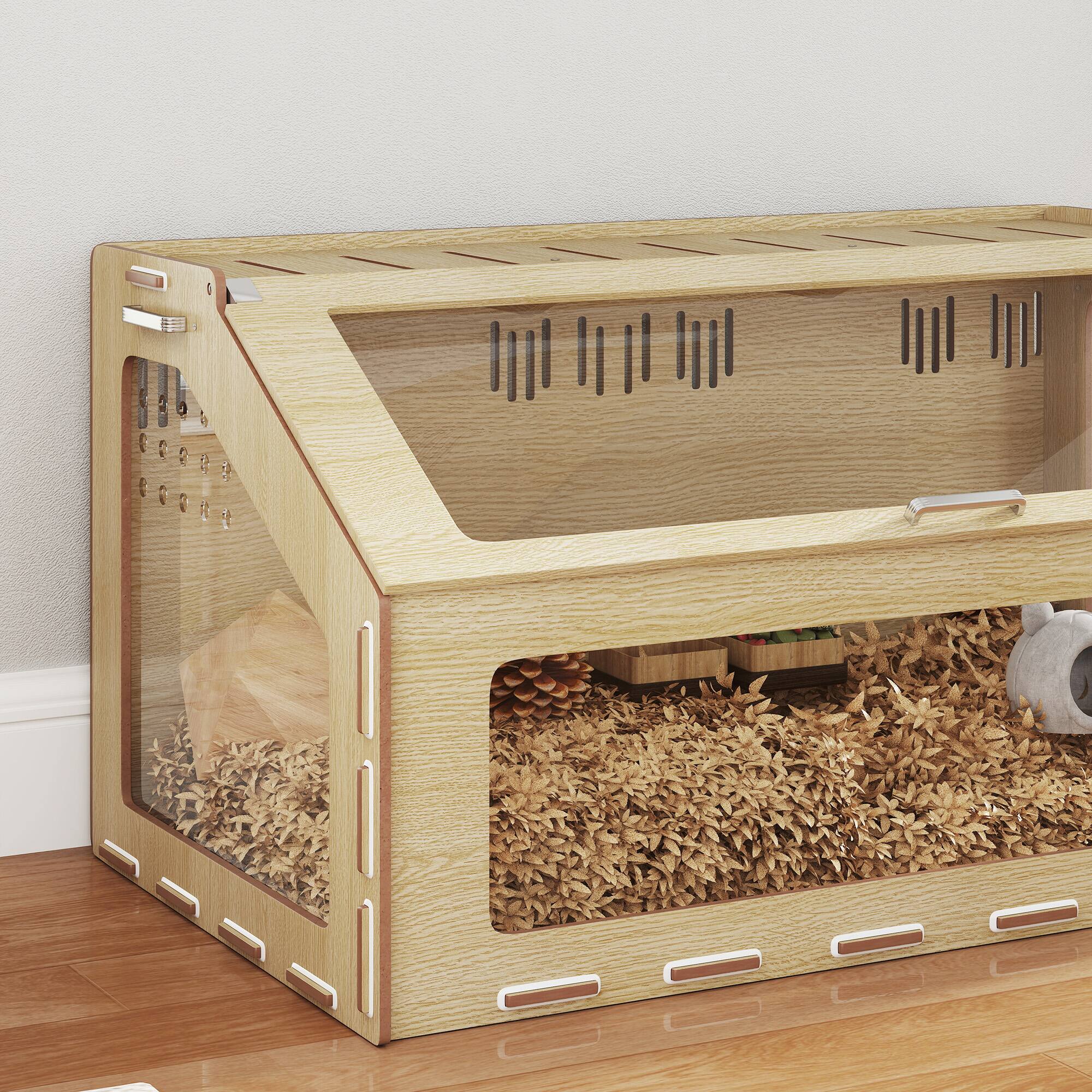 Alt View 7. Pawhut - inch Hamster Cage Habitat with Acrylic Window & Openable Top for Dwarf Hamster, Gerbil, Guinea Pig.