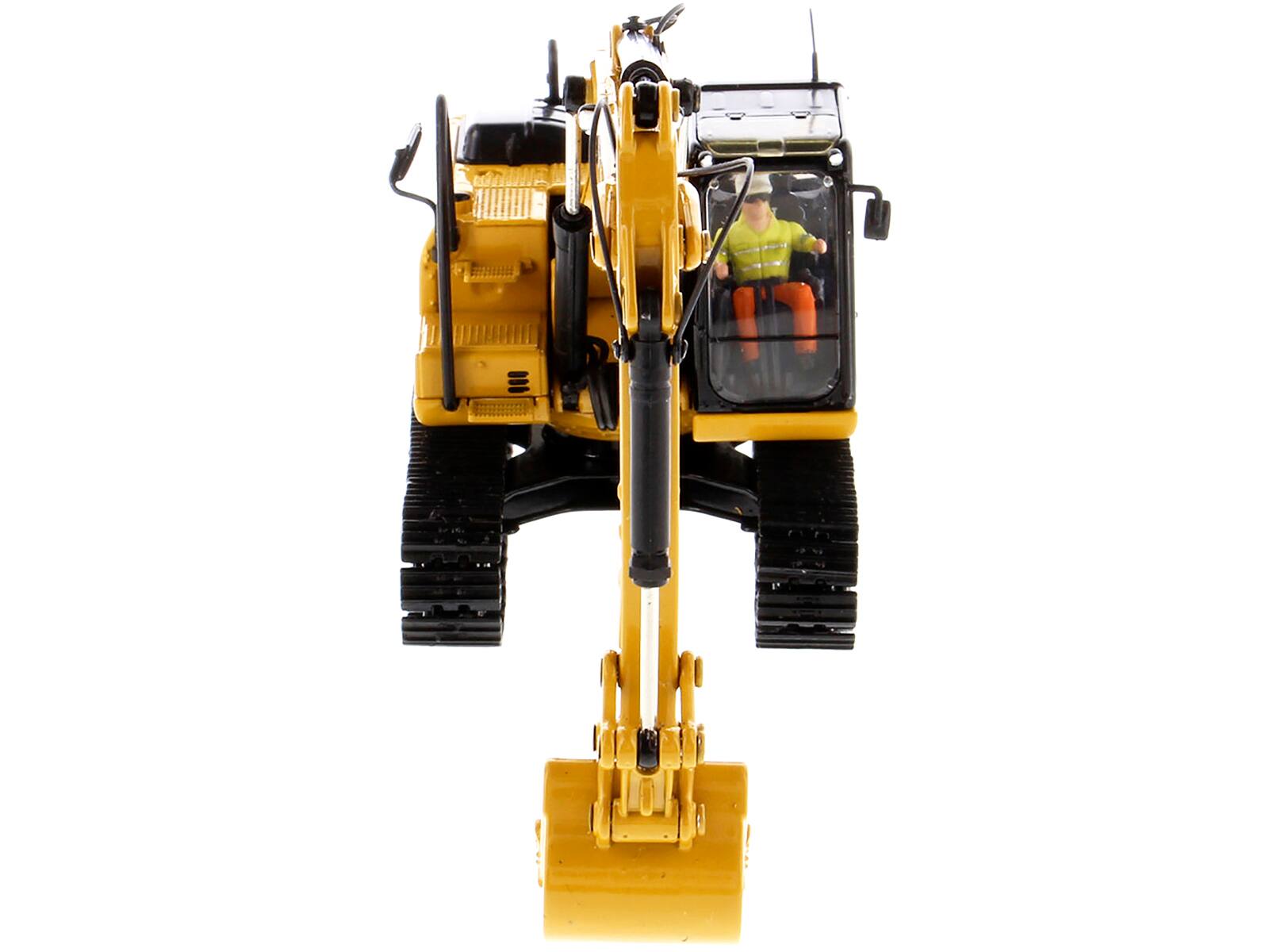 Back. Diecast Masters - CAT Caterpillar 320 GX Hydraulic Excavator with Operator "High Line" Series 1/50 Diecast Model by Diecast Masters - Yellow And Black .
