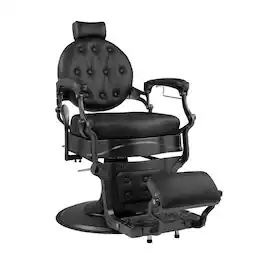 Winado - Vintage Heavy Duty Hydraulic Barber Chair with 700lbs Capacity, Tufted Back, 360° Swivel, 135° Recline, Aluminum Frame - Black