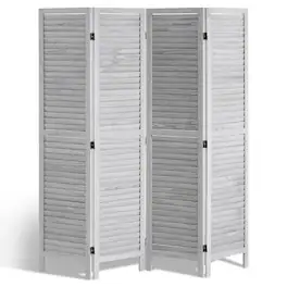 VEVOR - Wood Room Divider, 4 Panel Folding Privacy Screen, 66.9 Inches Tall Indoor Wooden Partition, Portable Decoration Screen - White