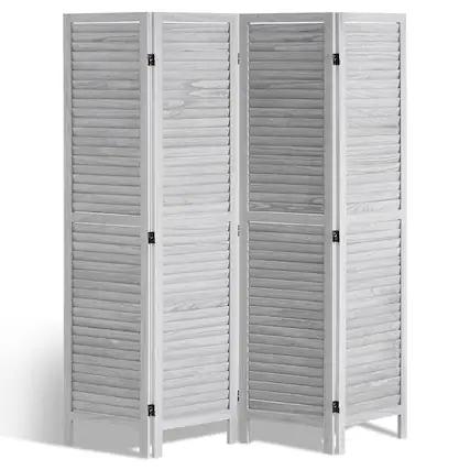Front. VEVOR - Wood Room Divider, 4 Panel Folding Privacy Screen, 66.9 Inches Tall Indoor Wooden Partition, Portable Decoration Screen - White.