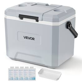 VEVOR - Hard Cooler, 24QT Portable Cooler, Leak-Resistant Coolbox Keeps Contents Cool for 48 Hours, Insulated Chests - Gray