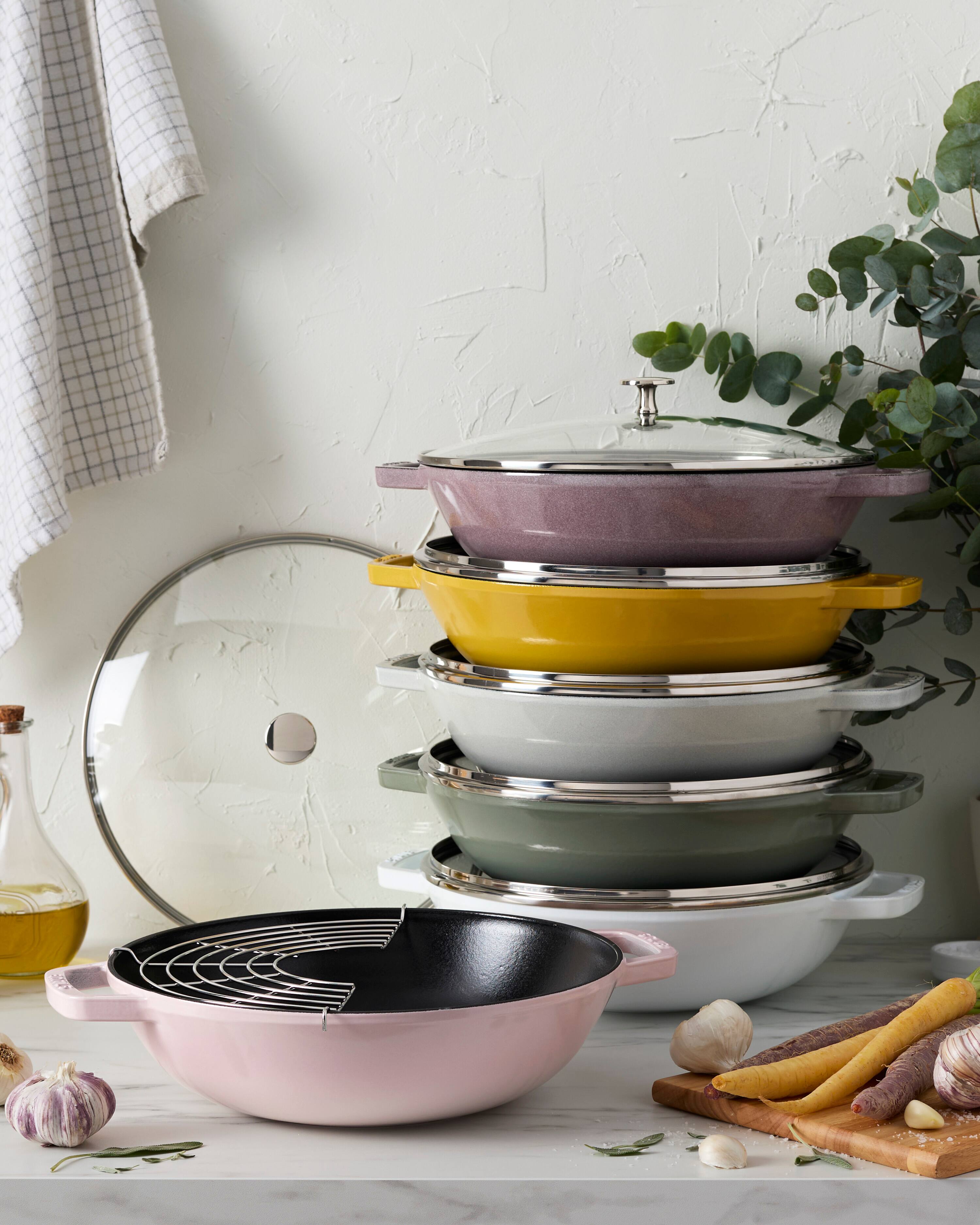 Alt View 8. Staub - Staub Cast Iron Perfect Pan , Wok , 4.5-quart,  serves 4-5, Made in France, Citron - Citron.