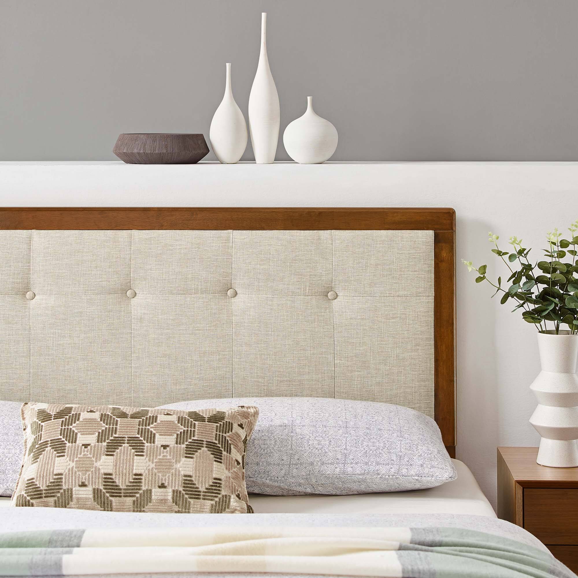 Alt View 5. Modway - Draper Tufted Fabric and Wood Queen Headboard by Modway - Brown.