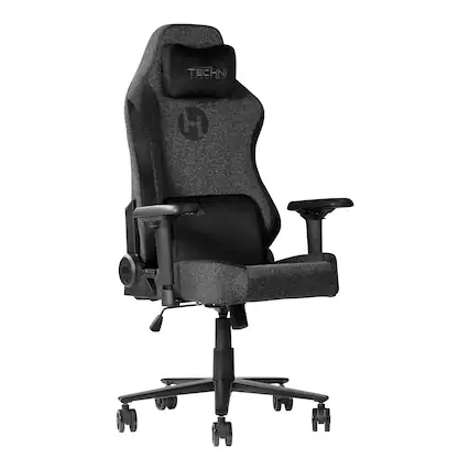 Front. APRILSOUL - Fabric Memory Foam Gaming Chair – Black - Black.
