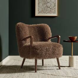 Zerra Faux Shearling Accent Armchair by Modway - Brown