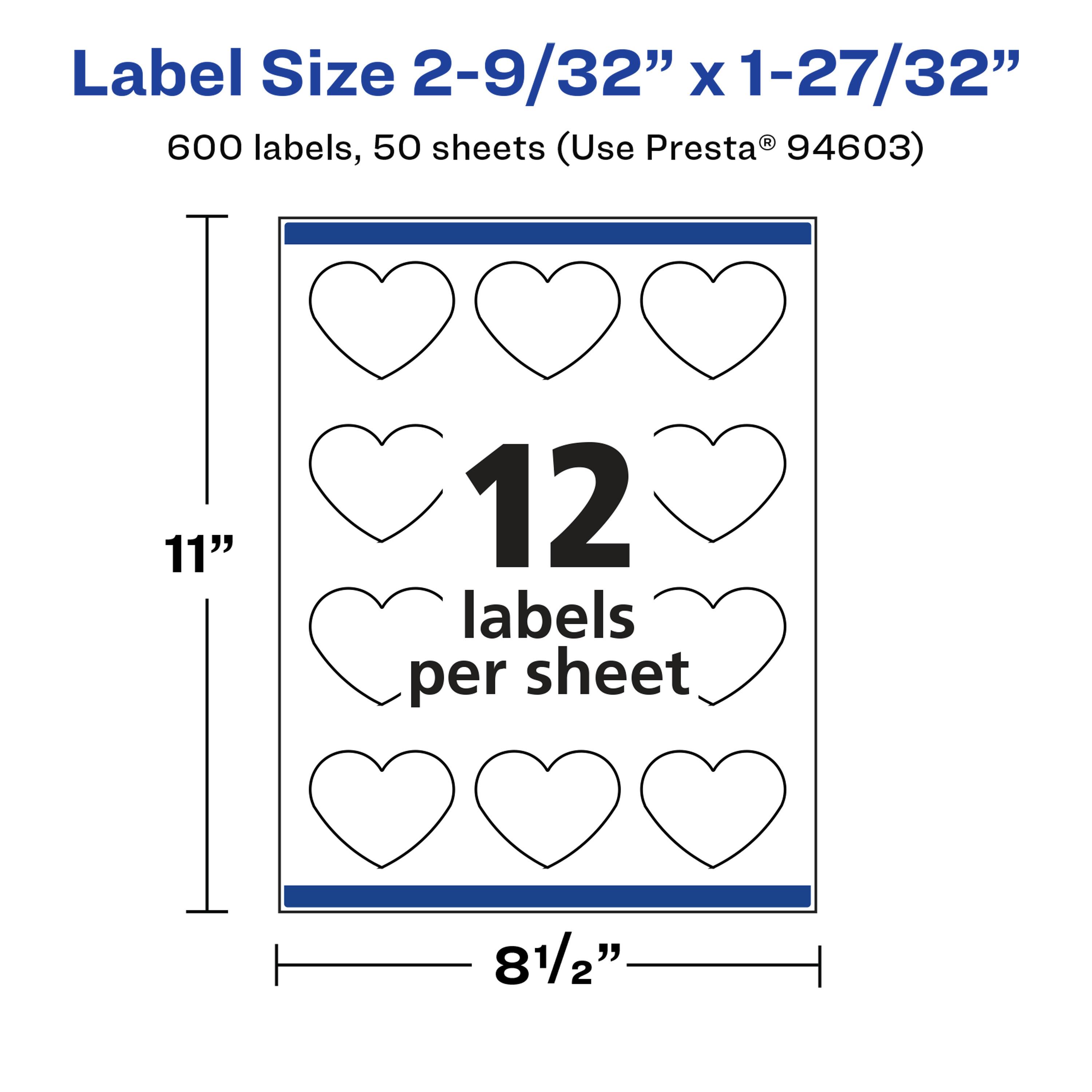 Avery Glossy Heart Labels, 2 9/32